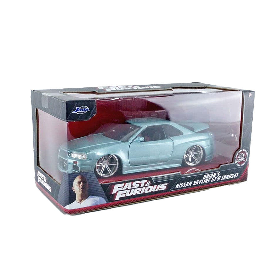 Jada Toys Fast Furious 1 24 Brian s 2002 Nissan Skyline GT R R34 Blue Green Die cast Car Toys R Us Brunei Official Website