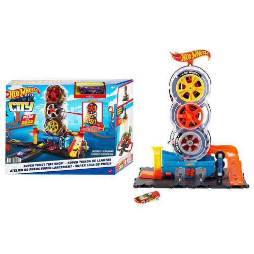 Hot Wheels City Super Twist Tire Shop Playset