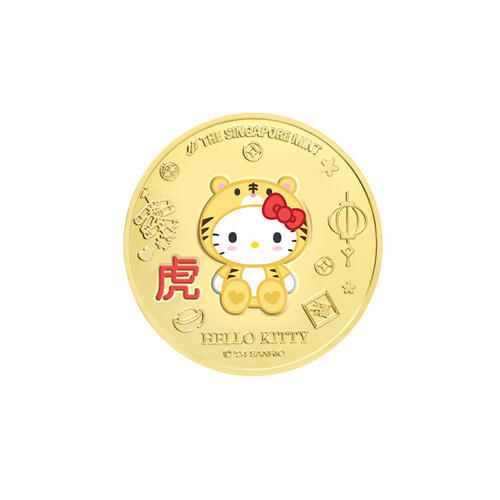 Sanrio Hello Kitty Tiger Zodiac 24K Gold-Plated Color Medallion Festive Pack