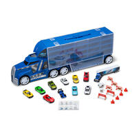 Speed City Stunt Transporter with 11 Vehicles Blue