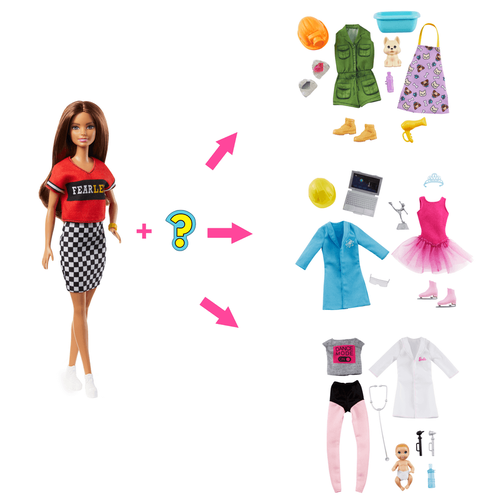 Barbie Surprise Doll Brunette with 2 Career Looks and Accessories
