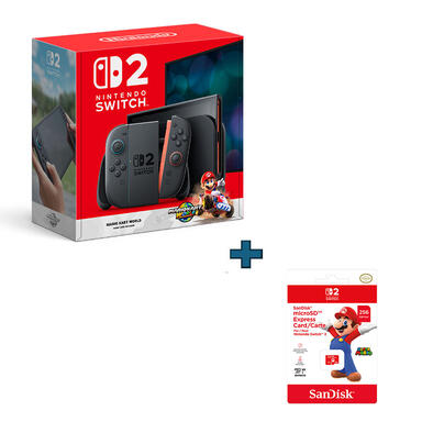 Nintendo Switch 2 & Mario Kart World Bundle + Nintendo Switch 2 microSD Express Memory Card (256GB) Bundle Set