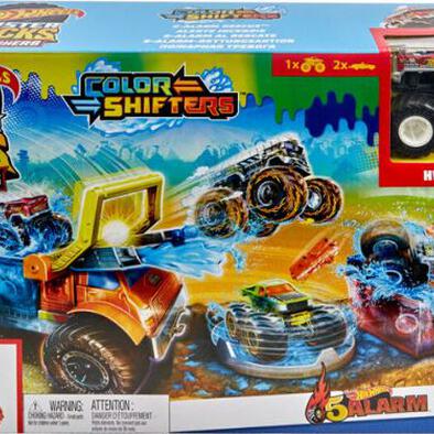 Hot Wheels Monster Trucks Arena Smashers Color Shifters 5-Alarm Rescue Playset