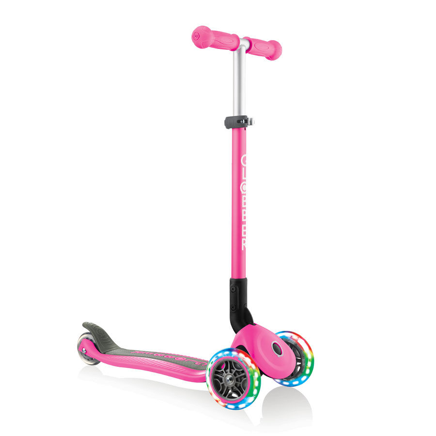 Globber Primo Foldable Lights Sky Neon Pink Scooter | Toys